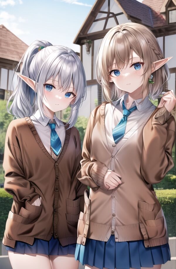 【AI绘画】银发 JK 小精灵