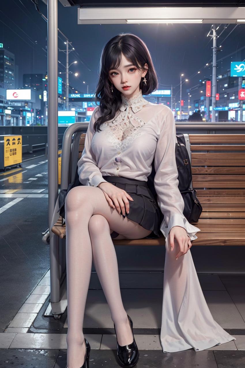 【AI绘画】黑色连裤袜