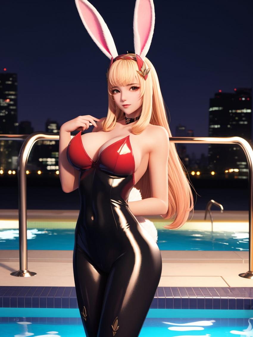 【AI绘画】很有精神的森下下士 王者荣耀 公孙离 兔女郎