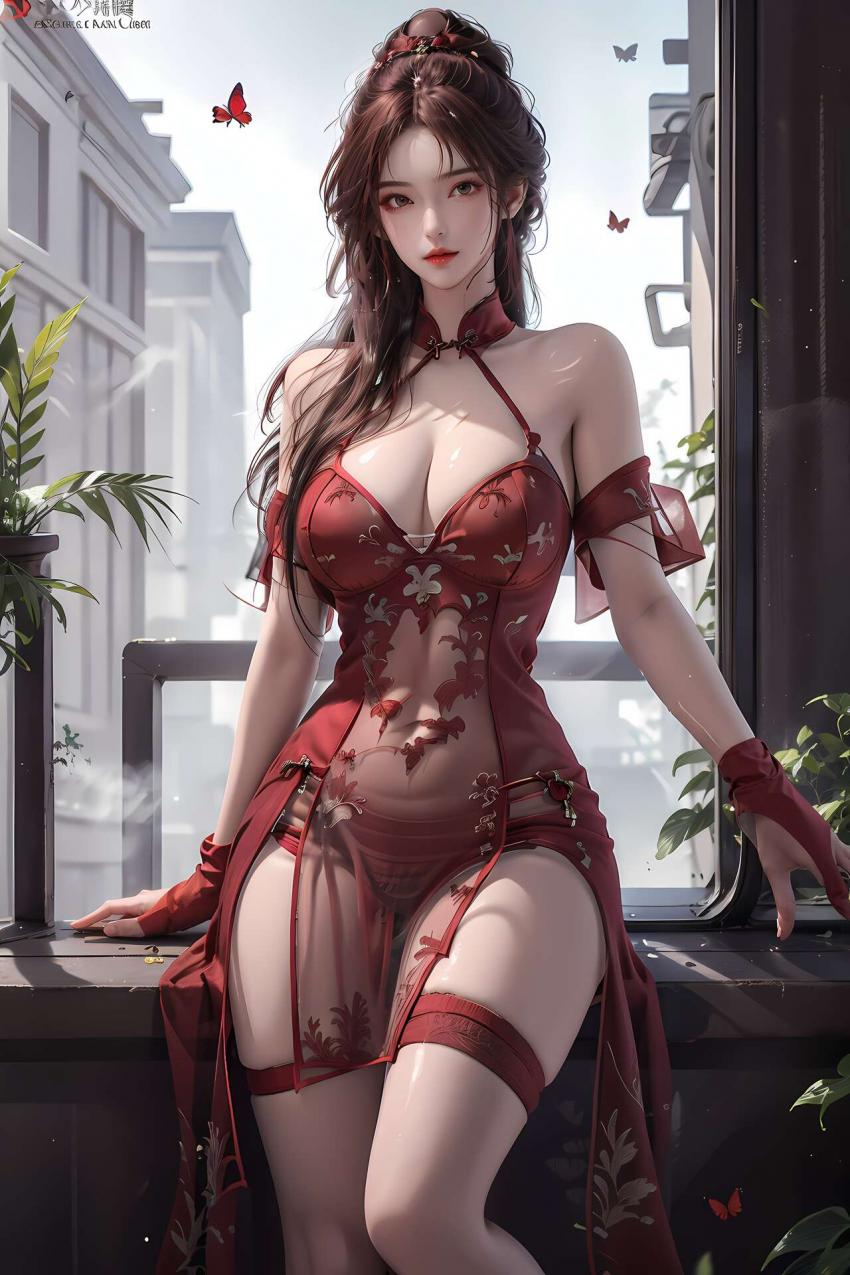 叶倾仙 红色薄纱-苦茶