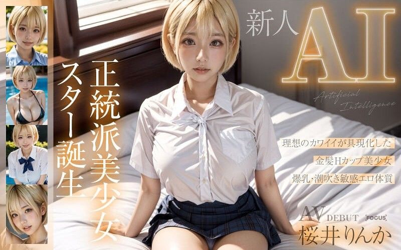 【新人AI】正统派美少女明星诞生 金髮H罩杯 樱井玲花 AIFOCS-002