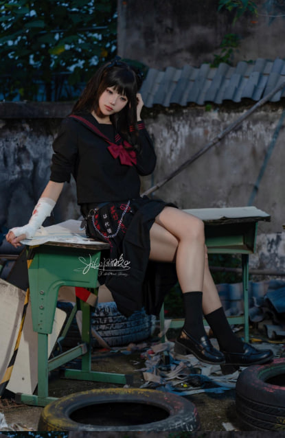 黏黏团子兔_NO_195『不良女高』短发